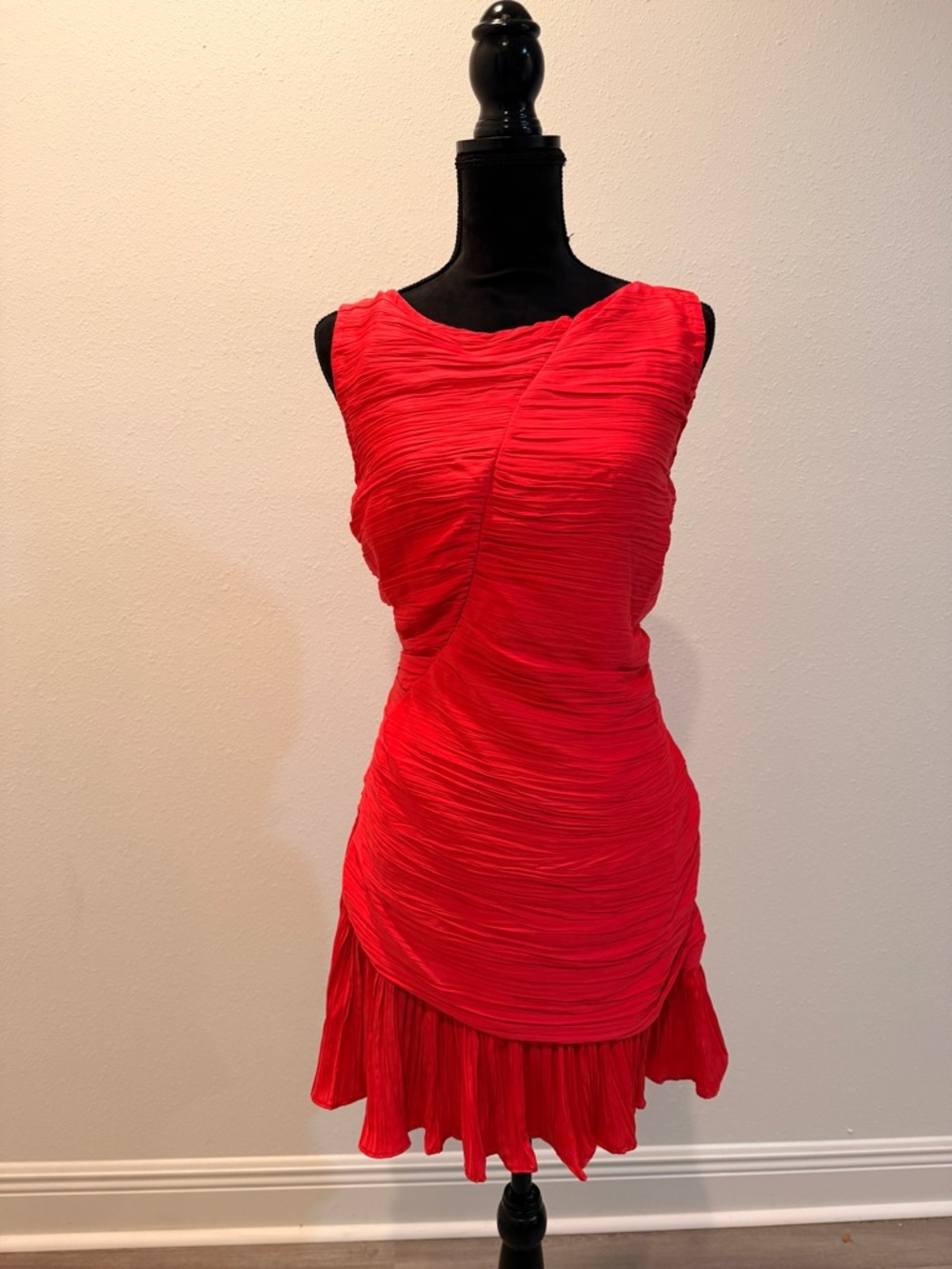 French Connection Red Ruched Mini Dress